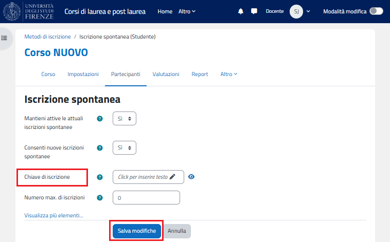 CHIAVE DI ISCRIZIONE