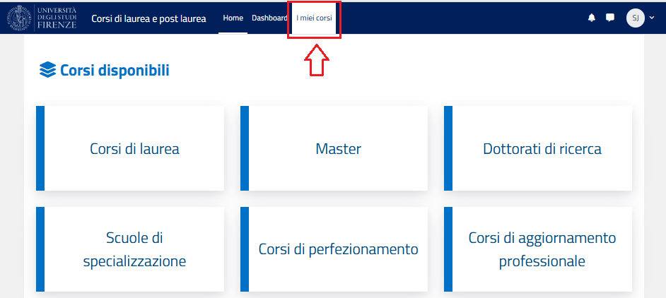 ACCEDERE ALLA PAGINA I MIEI CORSI