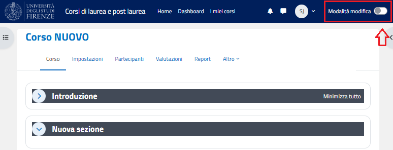 ABILITARE LA MODALITA' MODIFICA