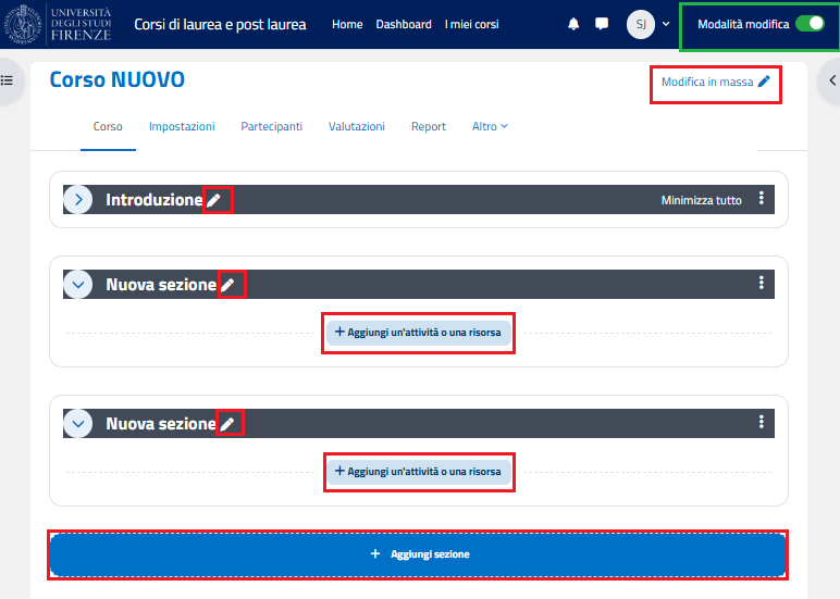 MODALITA' MODIFICA ATTIVATA