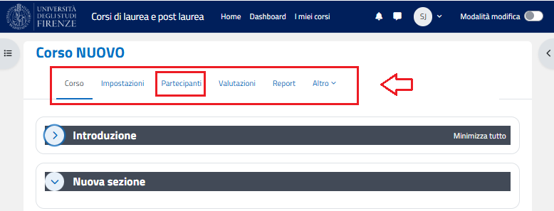 COMANDO PARTECIPANTI PER ABILITARE ISCRIZIONI